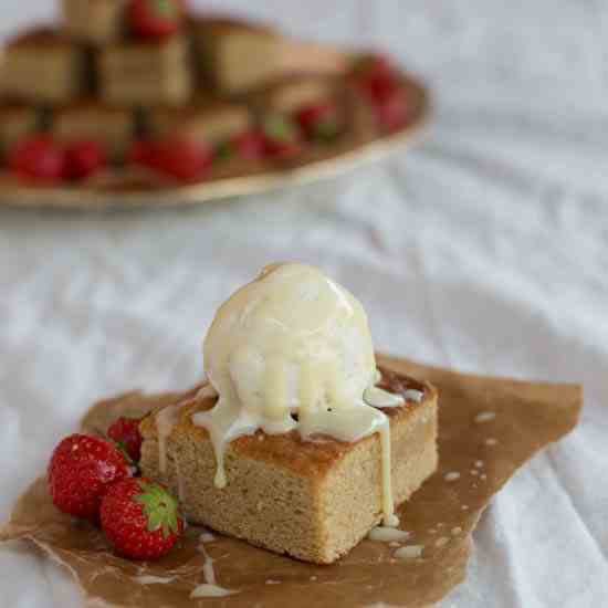 Blondies with White Chocolate Lime Sauce