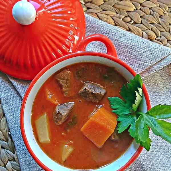 Beef Soup with carrots, potatoes and celer