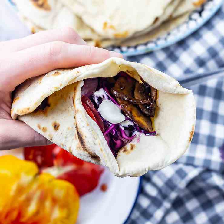Mushroom Wraps with Pickled Red Onion