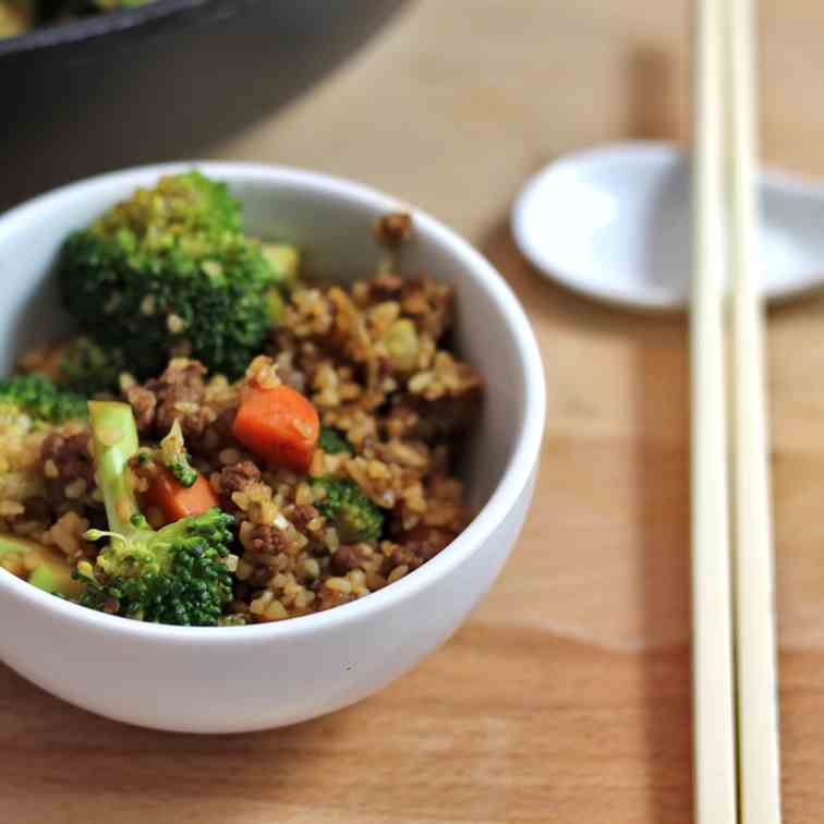 Bulgur with Broccoli and Minced Meat 