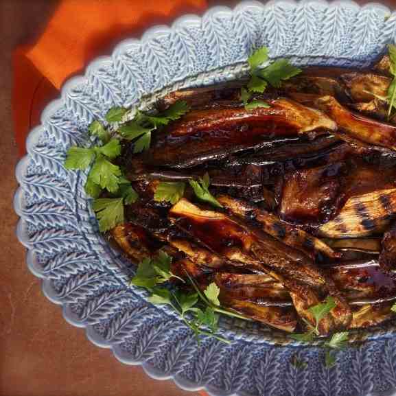 Grilled Eggplant with Honey and Harissa
