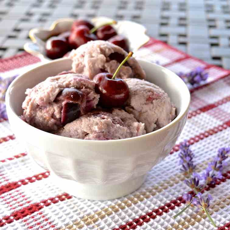 Lavender Infused Cherry Ice Cream 