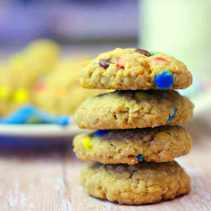 Chewy Oatmeal Cookies with M-Ms