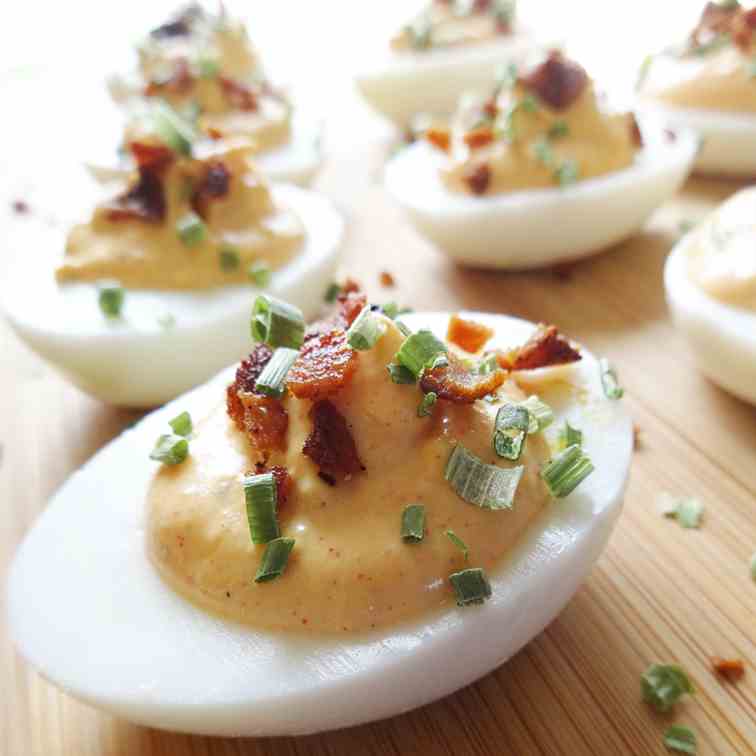 Southern Deviled Eggs w- Bacon