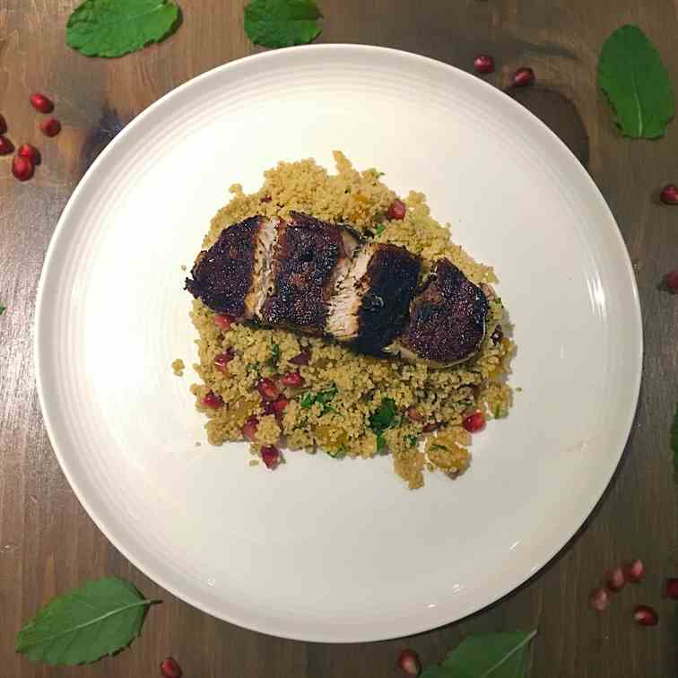 Pomegranate Couscous and Moroccan Pork