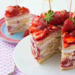 Strawberries Rhubarb Cake