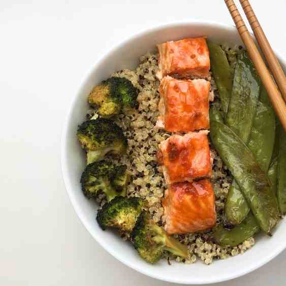  Sweet and sour salmon with quinoa salad