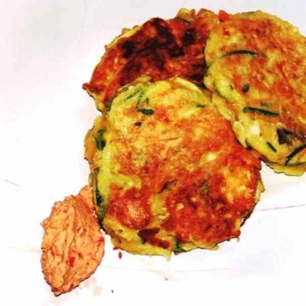 Veggie Fritters with Red Pepper Sauce