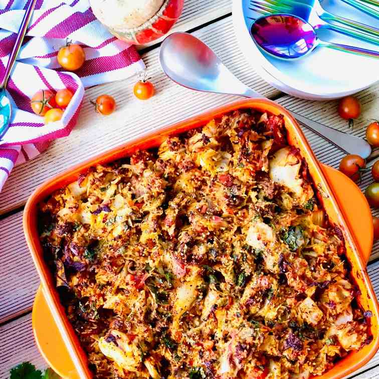 Cabbage casserole with beef mince