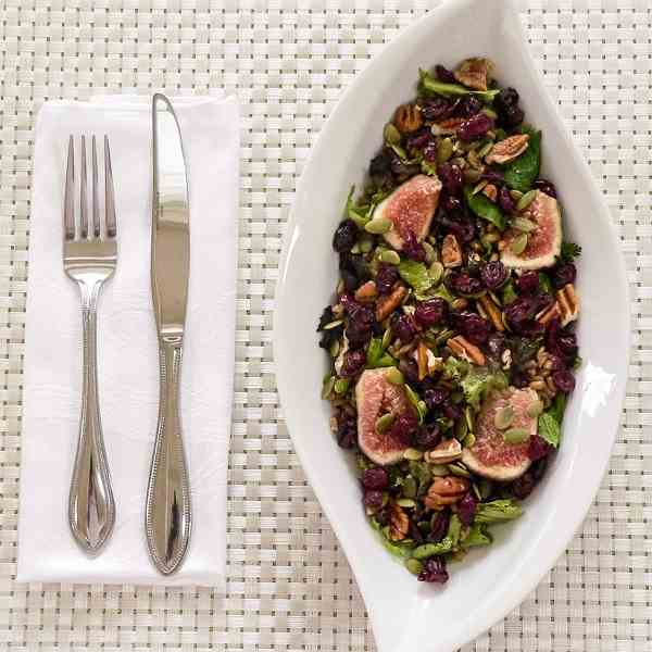 Mixed Green Farro Salad & Fresh Figs