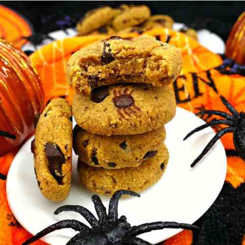 Pumpkin Chocolate Chunk Spider Cookies