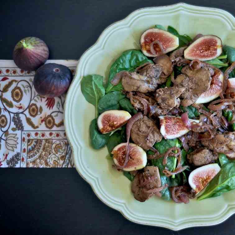 Fig & Chicken Liver Spinach Salad
