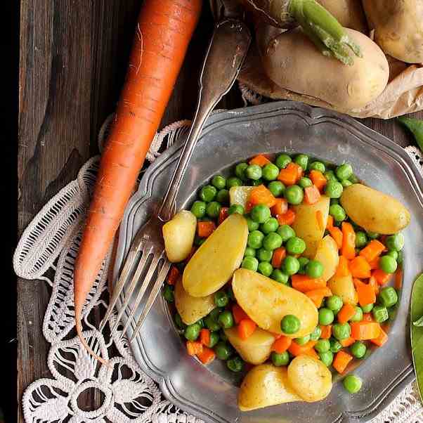 Peas, carrots and potatoes