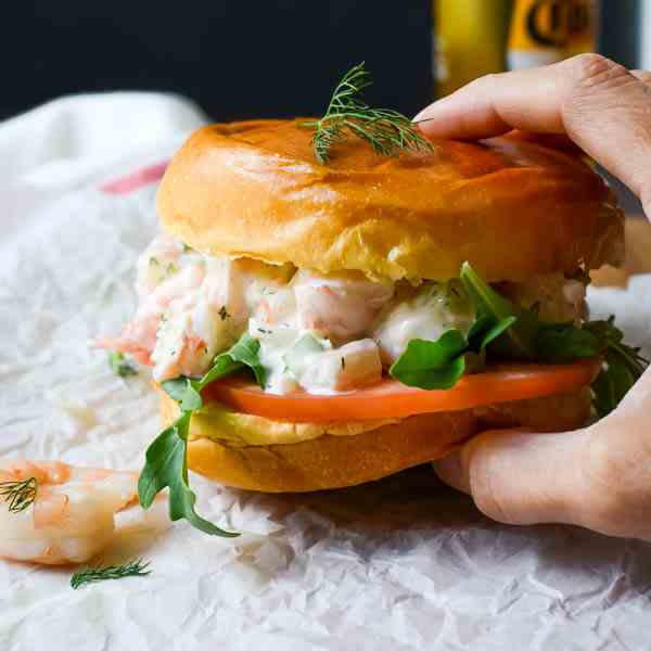 Easy Poached Shrimp Salad Sandwich