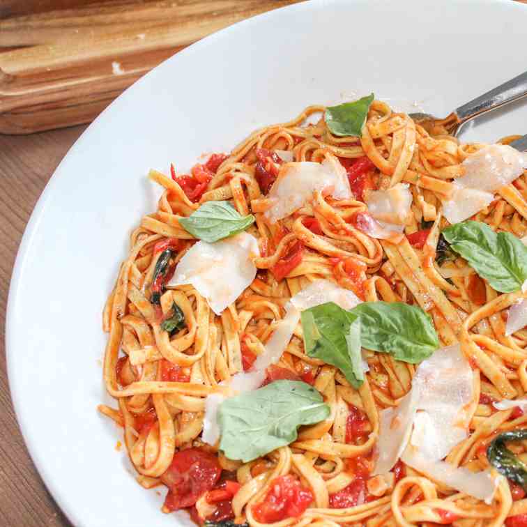 Linguine with Tomatoes, Basil - Parm