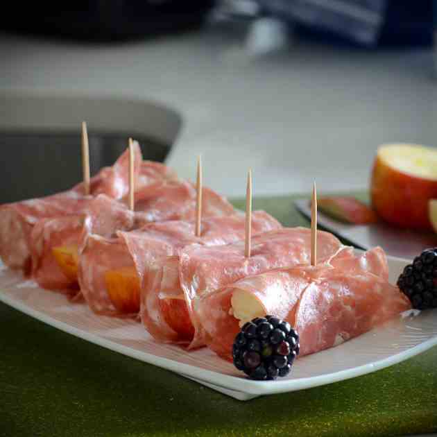 Salami Wrapped Apple and Cheese