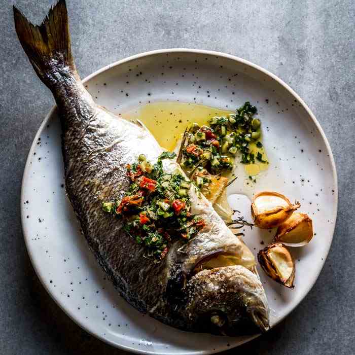 Baked Whole Fish with Garlic Butter