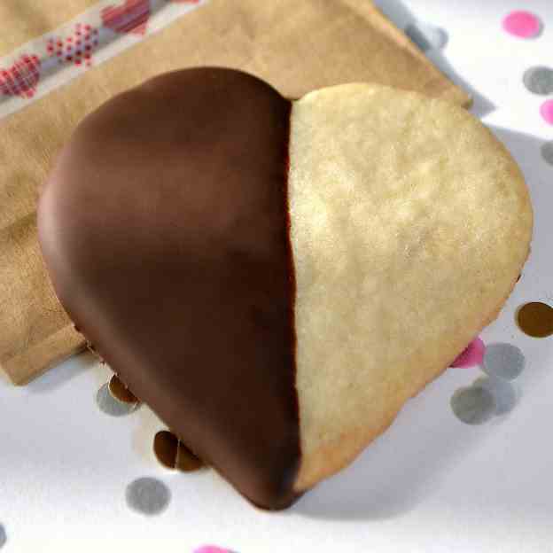 Chocolate-Dipped Shortbread Hearts