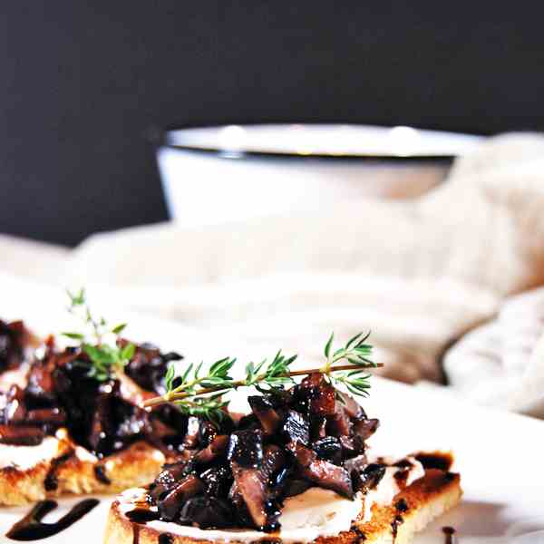 Mushroom Duxelle Crostini with Goat Cheese