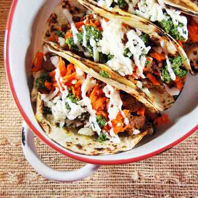 Lamb Tacos with Carrot Slaw and Cilantro