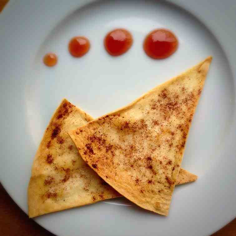 Tortilla Crisps with Strawberry Sauce