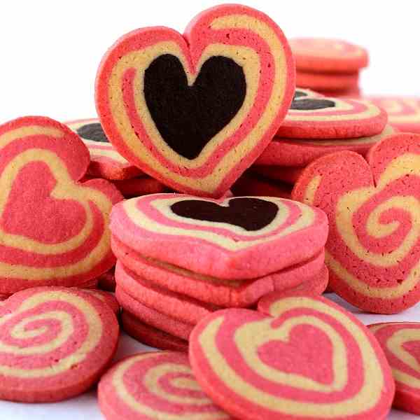 Pink Heart Pinwheel Cookies