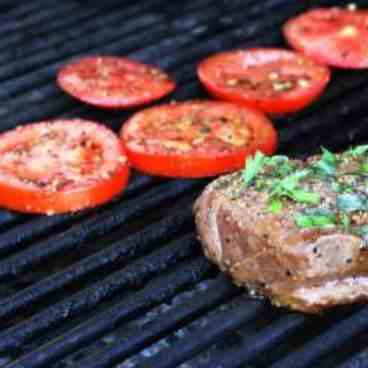 Grilled Steaks And Tomatoes With Basil