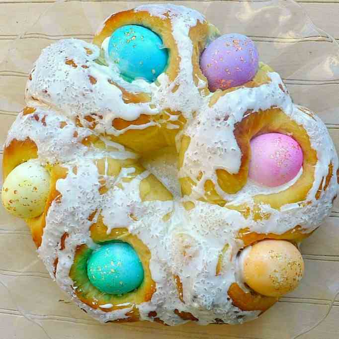 Italian Easter Bread - Colored Eggs