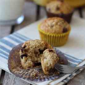 Banana oat and chocolate chip muffins