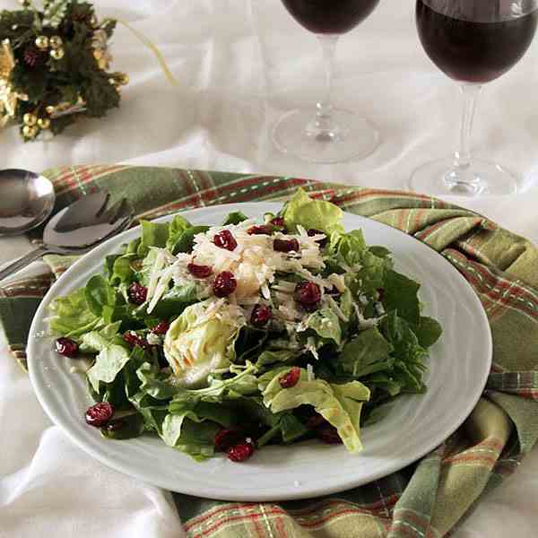 Parmesan and cranberries green salad