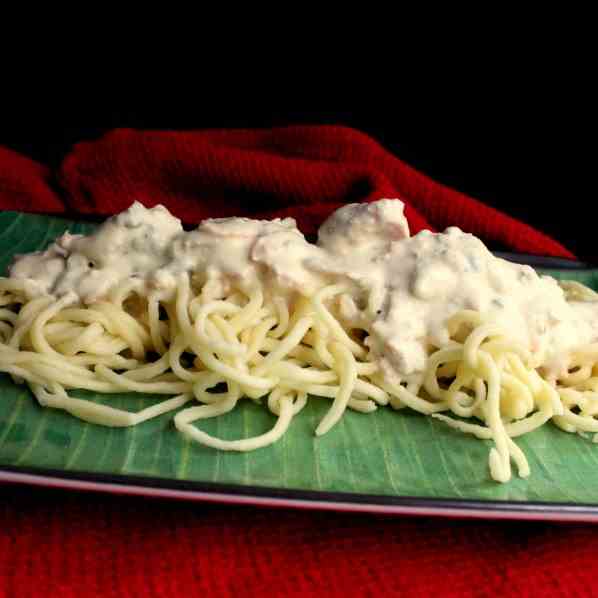 Homemade Spaghetti w salmon-lemon Sauce