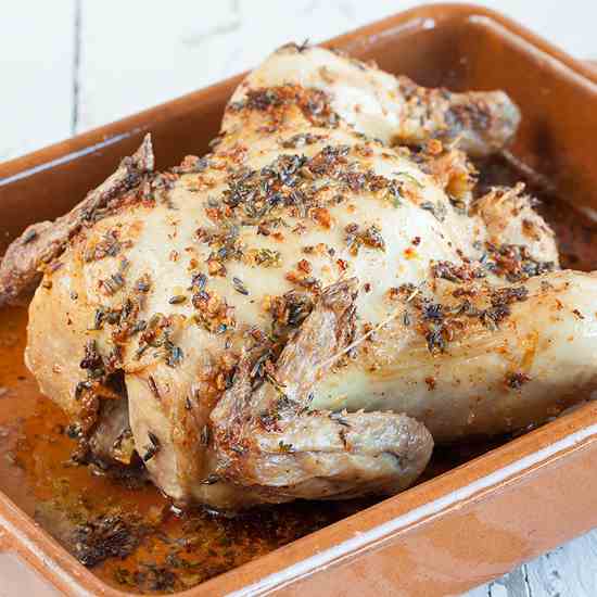 Lavender and garlic roasted chicken