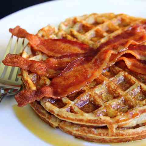 Best-Ever Pecan Waffles with Bacon