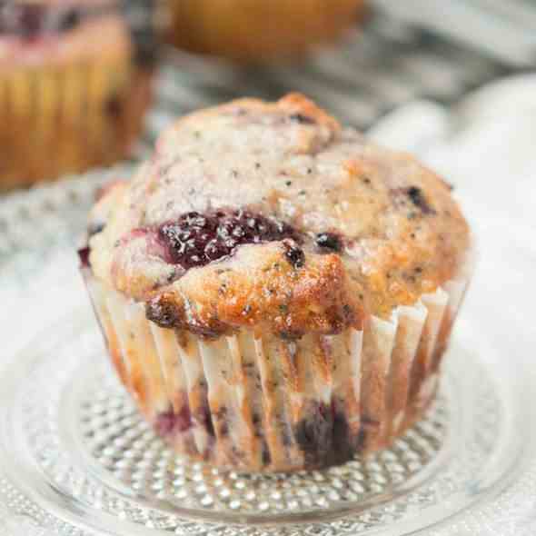 Orange Glazed Blackberry Muffins