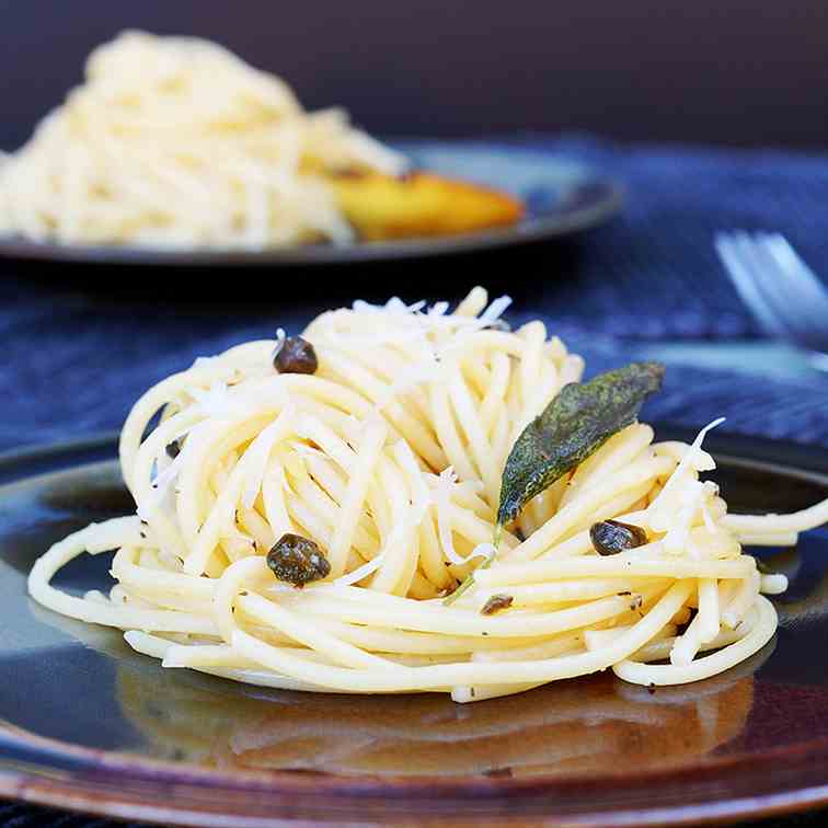 Lemon Spaghetti with Thyme Sage Parm