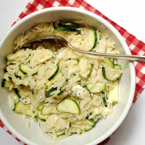 Orzo Salad with Zucchini and Feta 