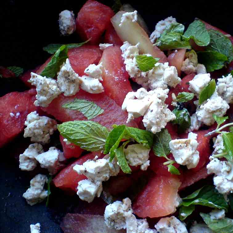 Watermelon, Jalepeno, Mint and Tofu Salad