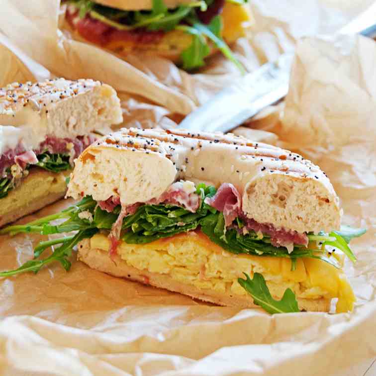 Breakfast Bagel Paninis