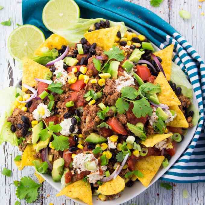 Taco Salad with Lentil Walnut -Meat-