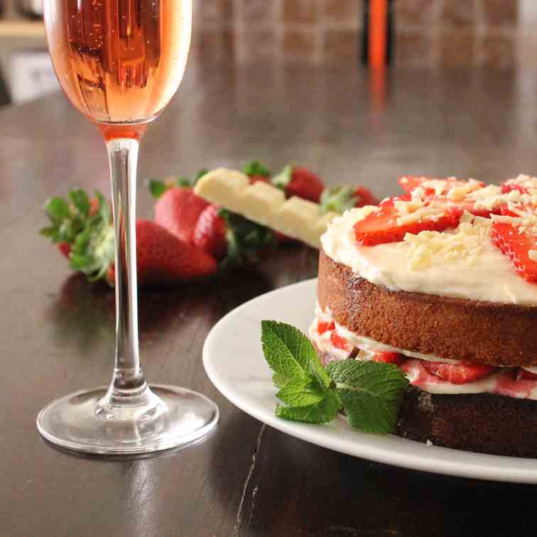 Gluten-free Strawberry and Champagne Cake