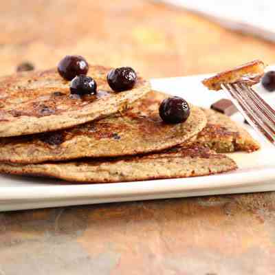 Blueberry and chocolate pancakes