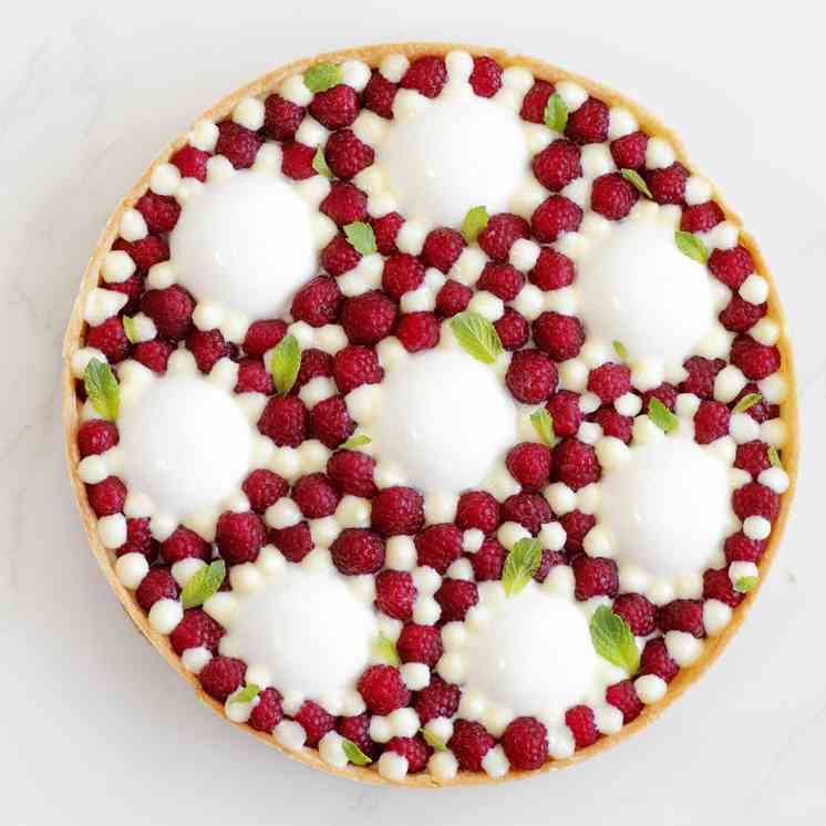 Minty Lemon Tart with Yogurt and Raspberri