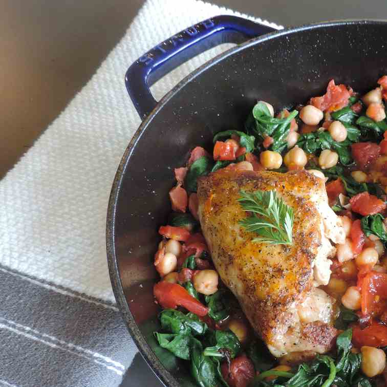 Roasted Chicken with Garbanzos