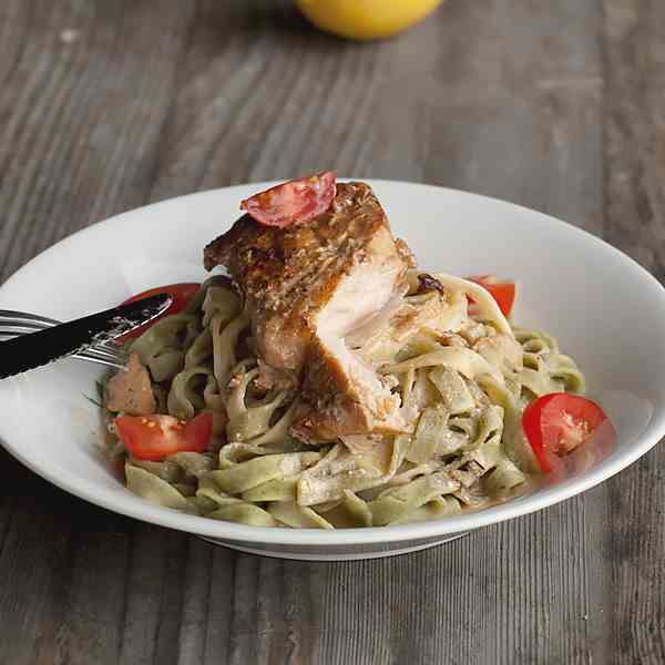 Salmon and Tagliatelle Pasta