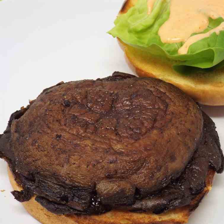 Portobello Burgers with Sriracha Mayo