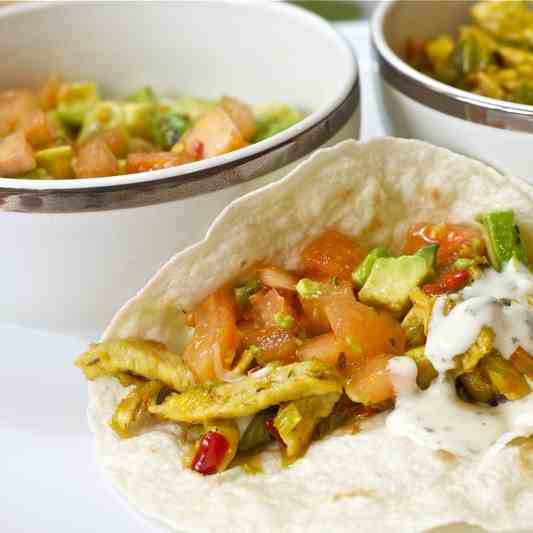 Curry chicken fajitas