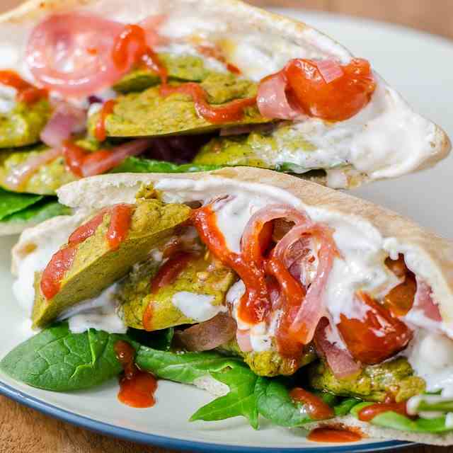 Baked falafel with feta tzatziki