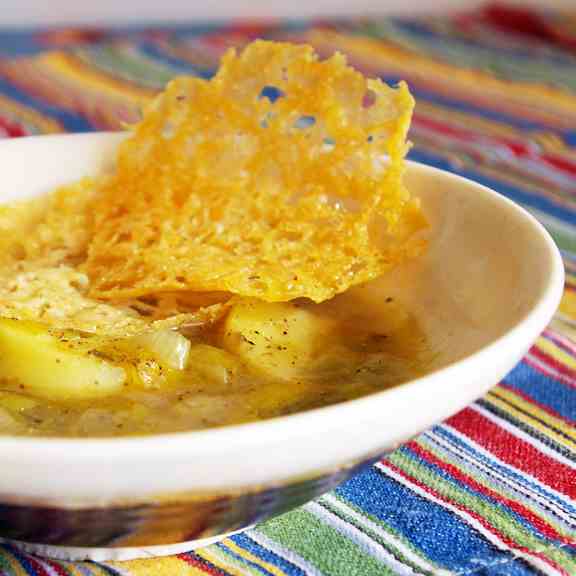 Potato Leek Soup with Parmesan Tuiles
