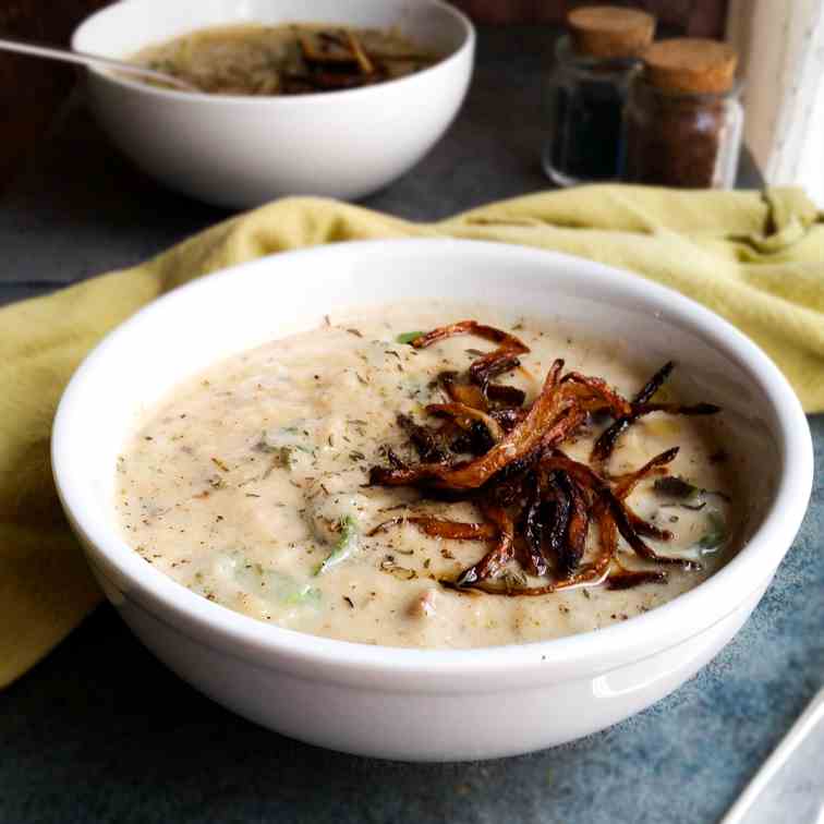 Roasted Cauliflower, Leek - Potato Soup