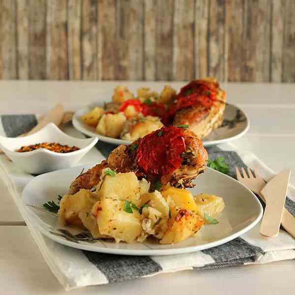 Chicken with potatoes and herbs